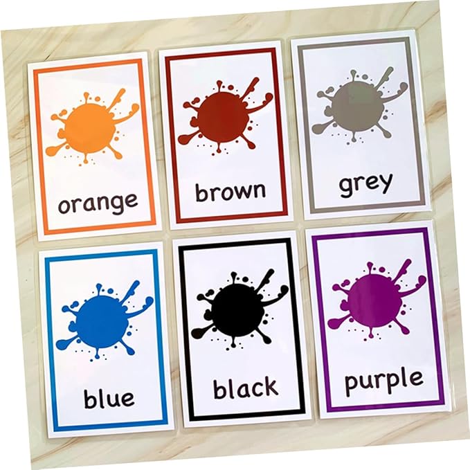 12 Sheets Color Words Flash Cards English Letters Learning Cards for Early Educational Literacy Fun Game to Develop Memory and Cognitive Skills