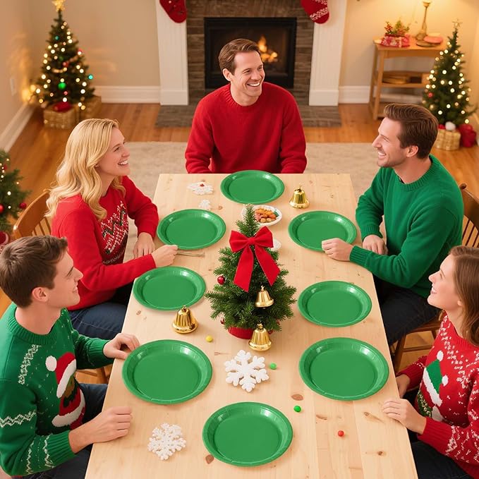 50Pcs St Patrick's Paper Plates 10" Heavy Duty Disposable Green Paper Platters Solid Color Dessert Plates for St Patricks Day Spring Holiday Festival Birthday Picnic BBQ Party Decorations