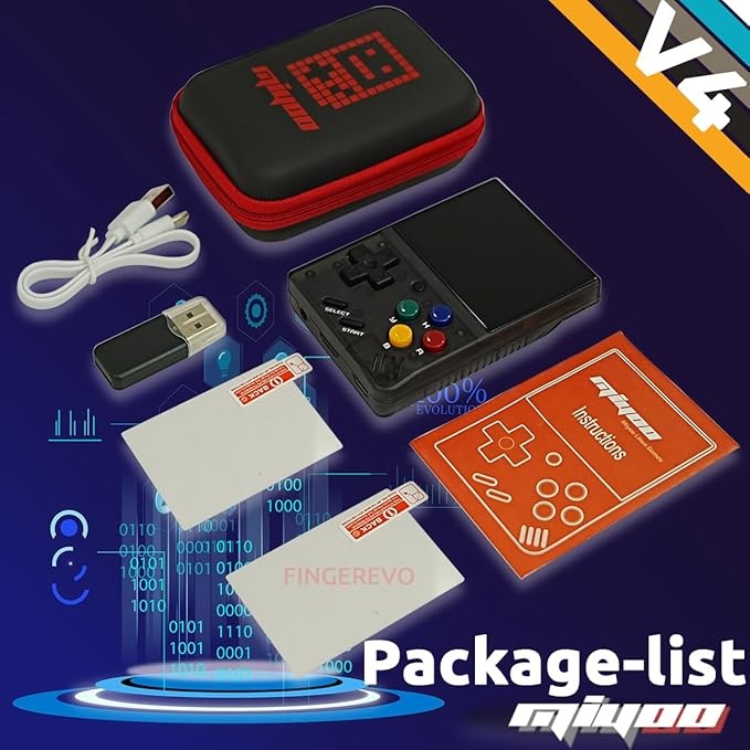 Miyoo Mini V4 Handheld Game Console 2.8-inch 750*560 IPS Screen 2000mAh Miyoo-mini v4 with Portable Case Transparent Black