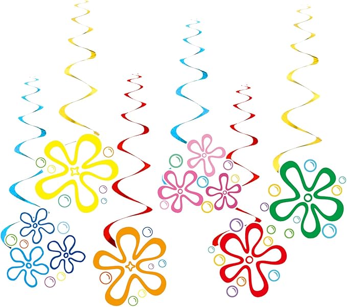 Flower Bubble Decorations Hanging Swirls Under The Sea Birthday Party Decorations for Yellow Cartoon Hanging Swirls Party Supplies