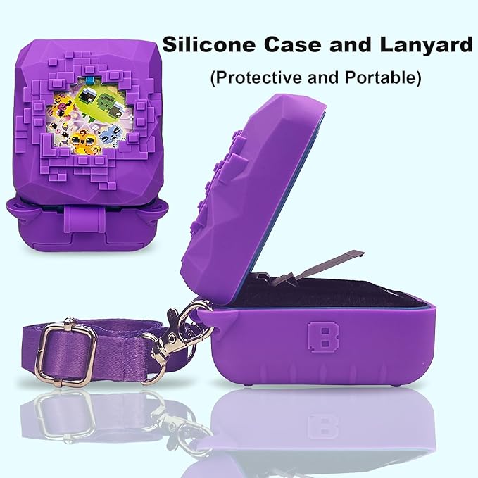 JCHPINE Silicone Cover Case for Bitzee Magicals Interactive Digital Pet and Case, Protective Skin Sleeve for Bitzee Magicals Virtual Electronic Pets Accessories (Purple)