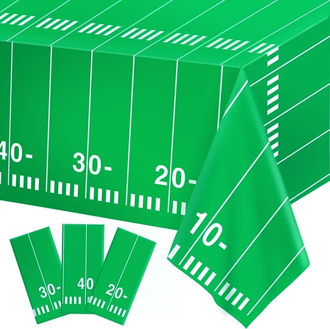 Football Party Decorations Disposable Tablecloth Plastic Touchdown Table Cover for Football Birthday Party Decorations and Games Tailgate Decorations 54 X 108Inch, 3 Pack(Green)