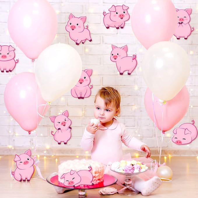 Jecery Pig Print Birthday Party Decorations Farm Animal Themed Party Door Signs Farm Animal Cutouts Banner Piggy Supplies for Kids Indoor Home Outdoor Banner Porch Sign for Birthday Baby Shower