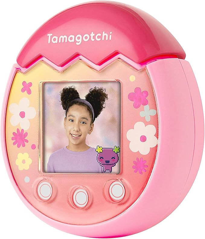 Tamagotchi 42901 Bandai Pix The Next Generation of Virtual Reality Pet with Camera, Games and Collectable Characters-Floral, Pink