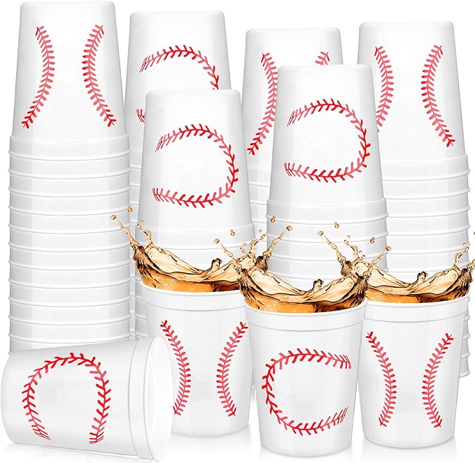 Norme 24 Pcs Rookie Of the Year First Birthday Decorations Baseball Plastic Cups Bulk Reusable Cups 16 oz Sports Party Supplies Decoration for Birthday Party Favor Event Family Dinner