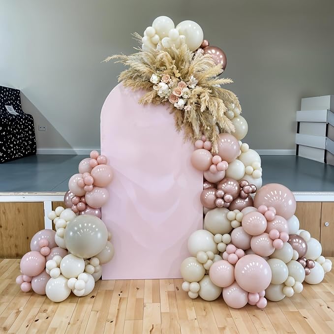 Boho Balloon Arch Kit,Retro Dusty Pink Apricot Brown Rose Gold Pastel Balloons for Girl Baby Shower Decorations Bridal Boho Wedding Engagement Anniversary Pink Birthday Party Decorations