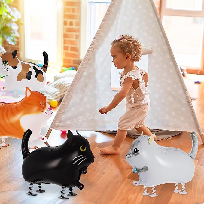 8 Pcs Walking Cat Balloons,Cat Balloons,Walking Animal Foil Mylar Balloon,Farm Birthday Decorations for Cat Theme Party Supplies (Cat-8 Pcs)
