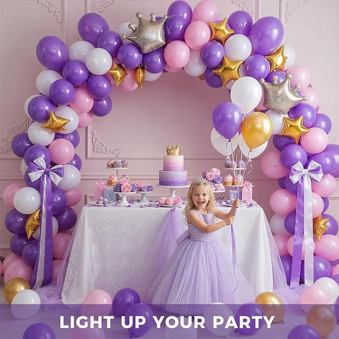 LovesTown 110PCS Purple Latex Balloons 12 Inch Dark Purple Helium Round Balloons with Ribbon for Engagement Birthday Baby Shower Wedding Graduation Birthday Party Backdrop Decorations (Pack of 2)