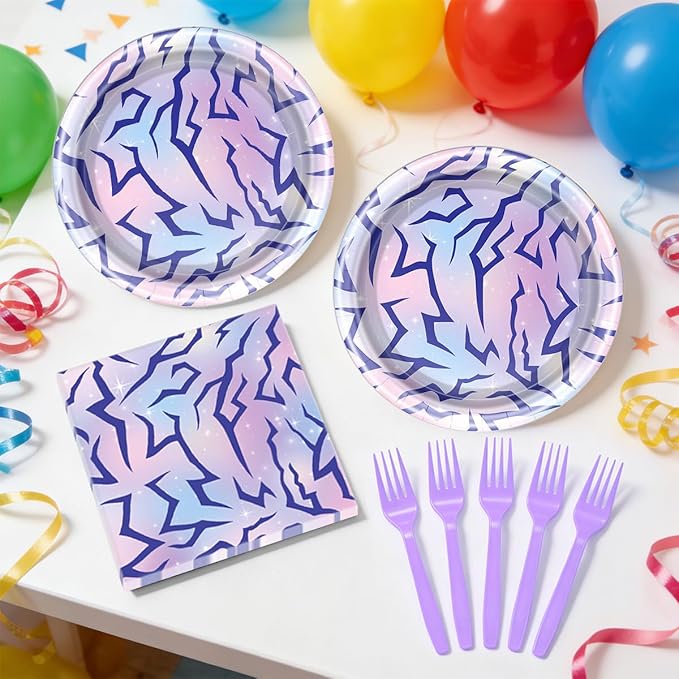 Purple Demon Party Tableware Purple Demon Plates Purple Party Decorative 20 Guests