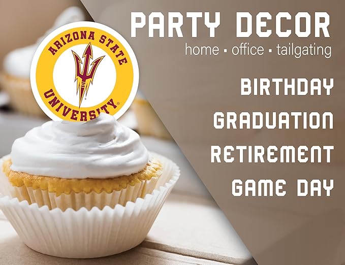 Arizona State Cupcake Topper Party Supplies for ASU Football, Birthday, Graduation Party Decorations (24 Pieces) (Arizona State Sun Devils)