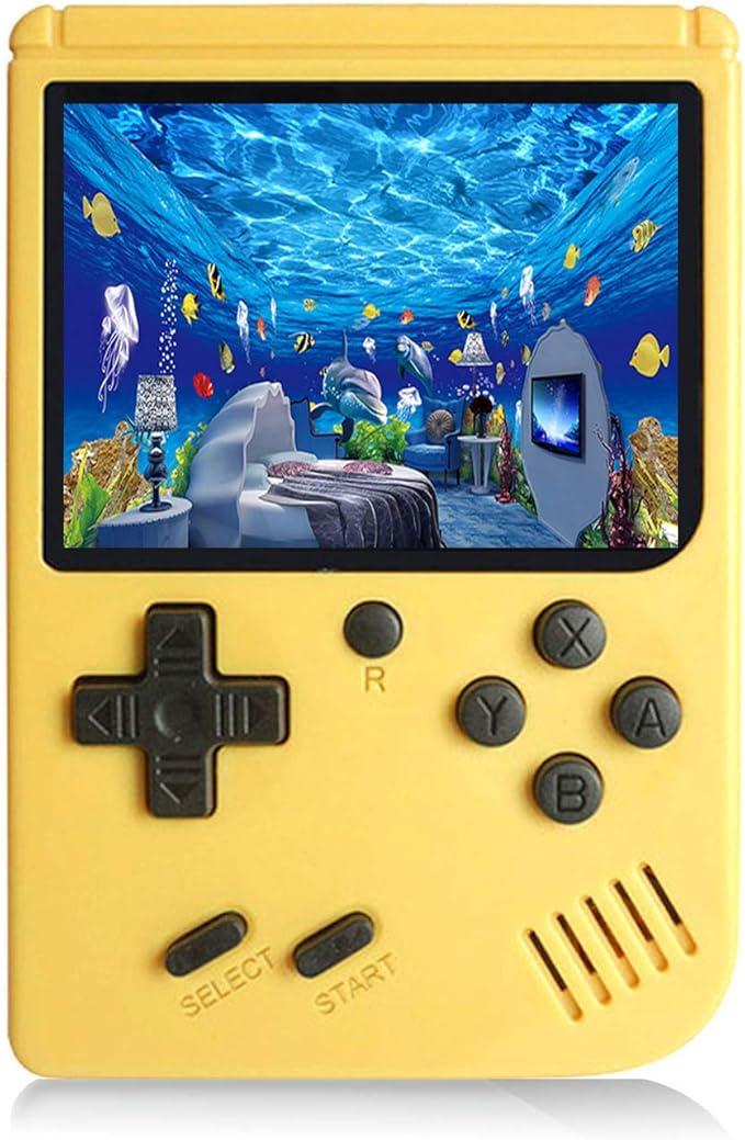 Retro Handheld Games Console for Kids/Adults, 168 Classic 8 Bit Games 3 inch Screen Video Games with AV Cable Play on TV (Yellow)