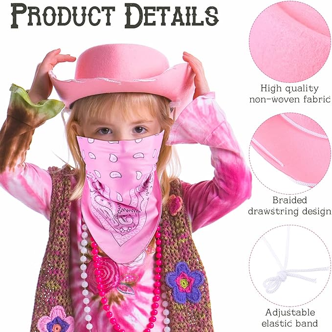 Unittype 18 Sets Cowboy Hats and Bandanas Bulk Kids Western Cowboy Costume Accessories Kids Party Supplies