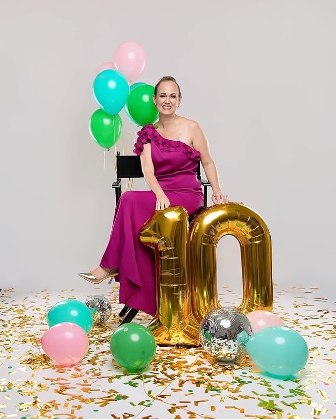 40 Inch Gold Number 7 Balloon, Giant 7 Number Balloons for 7th Birthday Decorations, Party Supplies for Baby Boy Girl, Gold Party Decor
