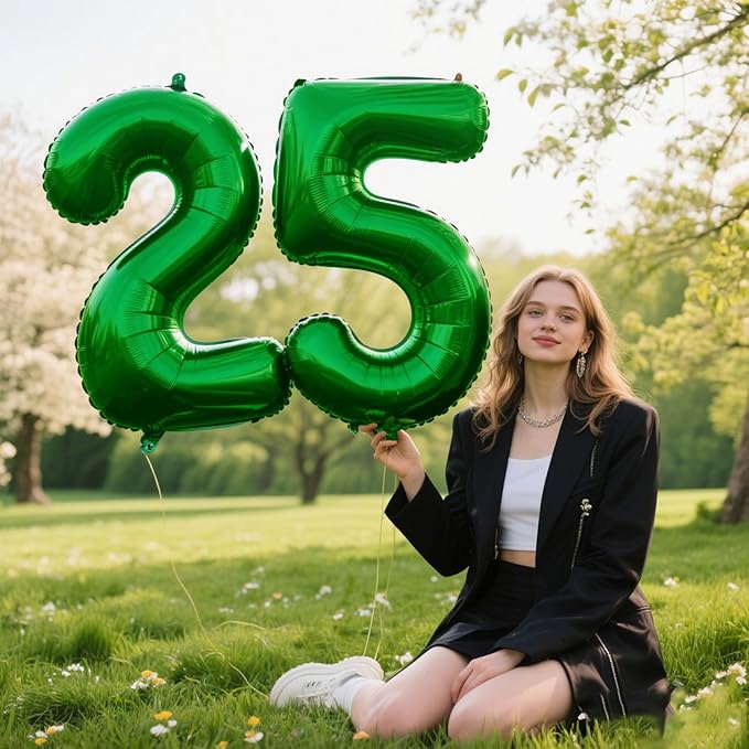 40 Inch Balloon 5 Number Balloons,Giant Number 5 Balloons Foil Mylar Helium Green Number Balloons for 15th 25th 35th 50th Birthday Party Supplies Anniversary Event Celebration Decorations