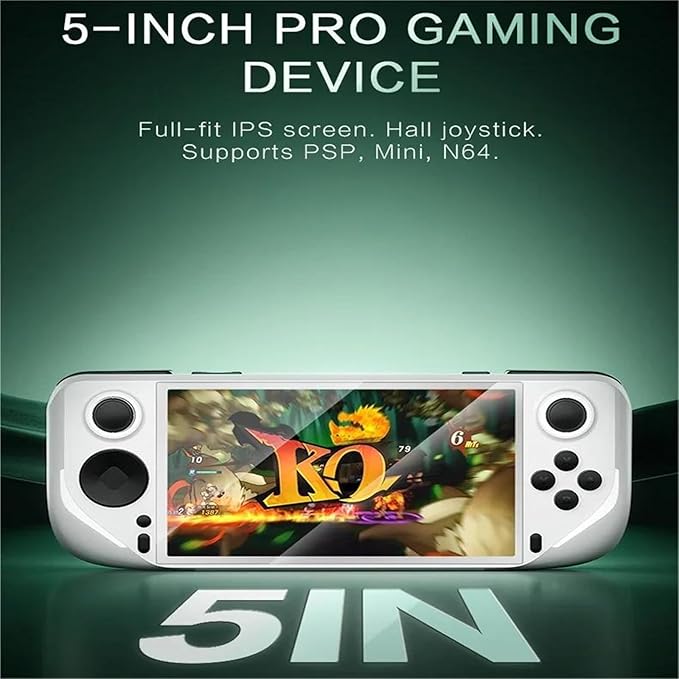 E6 Handheld Game Console Portable Video Game Support 5-inch IPS Screen 60Hz Screen Retro Gamebox 6000 Games Children's Gift（32G White）