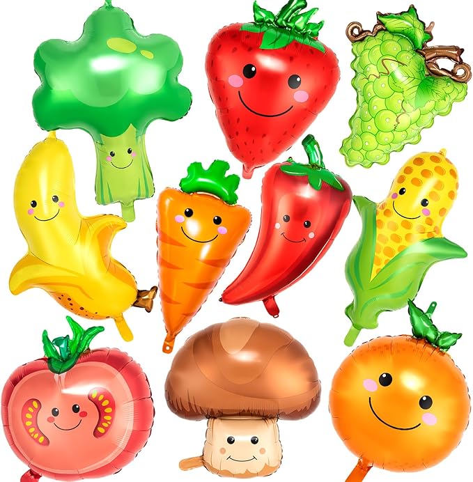 Vegetable Balloons Decoration, 10 Styles Fruit and Veggie Foil Balloon for Wedding Baby Shower Party Supplies