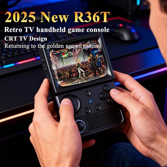 Retro Game Console R36T Handheld Game Console with 64GB Preloaded Games, Support WiFi Networked Fighting, 3.5" IPS Screen, Portable Emulator for Family, Adults & Nostalgic Players (White R36T 3.5")