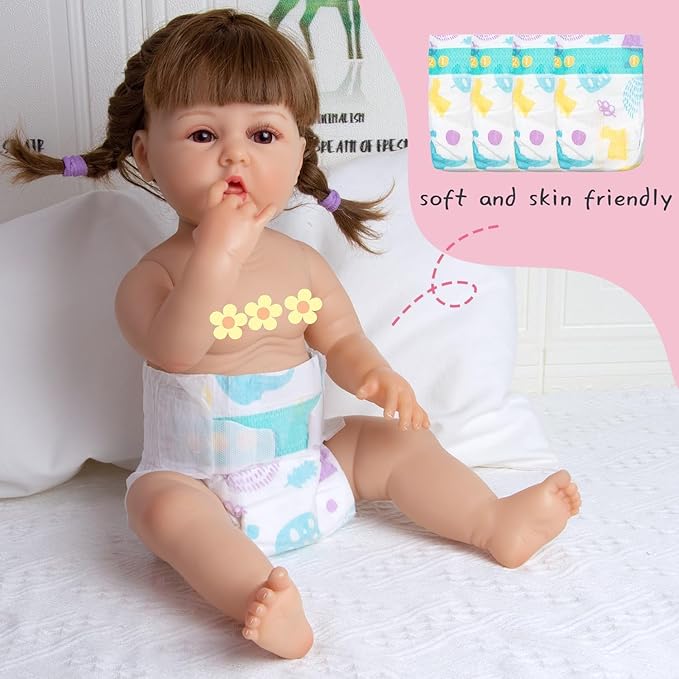 Reborn Baby Doll Clothes Pink Elephant 12 Pcs for 18-20 Inch Baby Doll Clothes Butterfly Backpack Diapers Accessories Girl