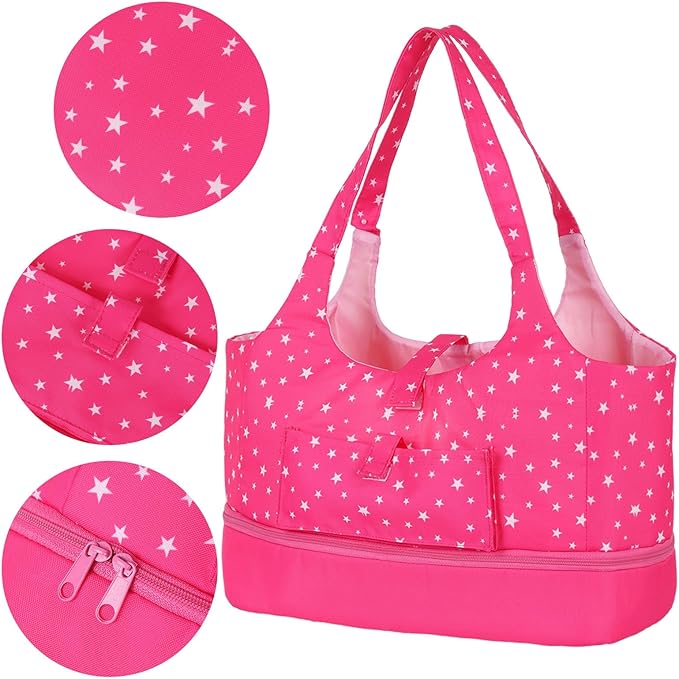 Baby Doll Accessorie, 13 Pcs Doll Stuff Acessories Storage Diaper Bag Set for 14-18 Inch Dolls, Feeding and Caring Set Includes Diaper, Bottle etc Suitable Pretend Play