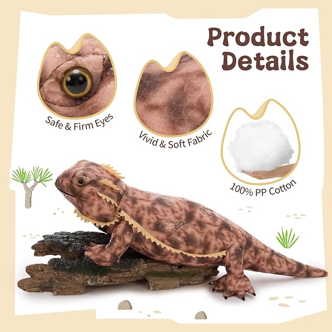 6 Pcs Bearded Dragon Lizard Stuffed Animal, Large Yellow Iguana Plush Toy 28" with 3 Babies, Reptile Gift Set for Boys Girls Kids