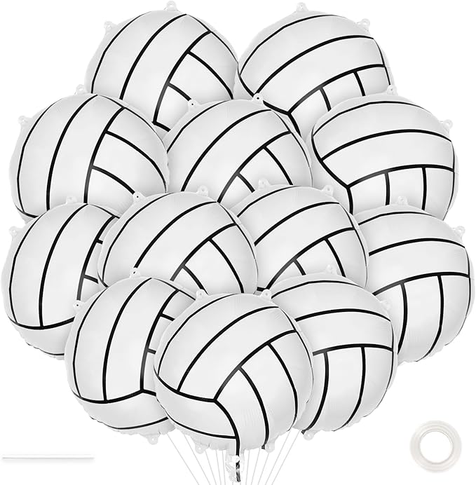 12 Pcs Volleyball Balloons,18 Inch Volleyball Foil Balloons,Volleyball Party Decorations Sports Mylar Balloon for Sports Theme Party Supplies (Volleyball)