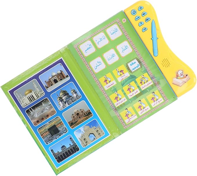 Arabic Reading Electronic Book, Kid Arabic Electronic Sound Book with Pen Children Early Education Learning Child Arabic Reading Book