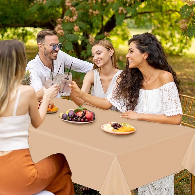 CHUNNIN 4Pcs Woodland Party Decorations Sage Green and Brown Tablecloth Party Supplies Forest Animal Plastic Table Cover Disposable for Birthday Baby Shower Party Favor