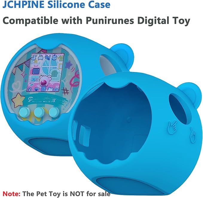 JCHPINE Silicone Cover Case for Punirunes Interactive Digital Toy, Protective Skin Sleeve for Punirunes Digital Pet Toys Squishy Characters Electronic Pets Accessories (Blue Case)