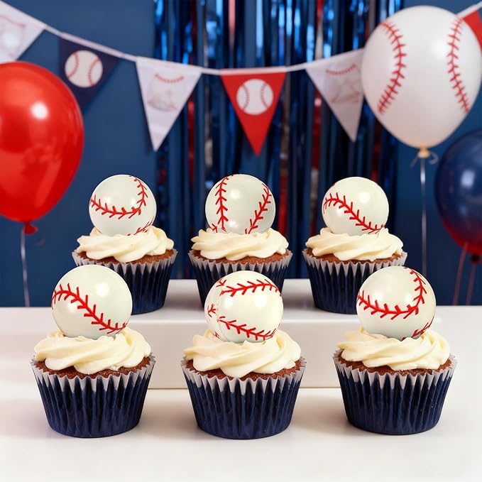 28pcs Baseball Cake Topper Decorations Mini Cup Cake Decorations For Baseball Theme Birthday (Style 04)