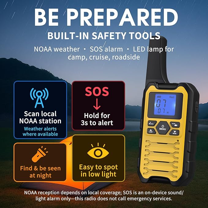 Wishouse Walkie Talkies Long Range for Adults Kids, Rechargeable Radios 4 Pack,for Camping & Hunting