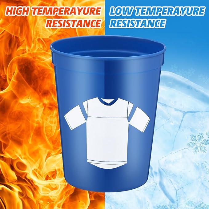 Zhehao 30 Pcs Sport Ball Plastic Cups Hockey Football Basketball Plastic Reusable Drink Cups Bulk 16 oz Stadium Tumbler Stackable Sports Tumbler for Sport Party Supplies(Hockey,Blue, Red, Black)