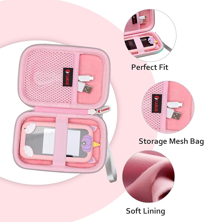 XANAD Kids Smart Phone Case for Joozfee/Kikapabi/Dancingcow/Prysyedawn, Learning Toys Holder for Toddler Play Cell Phone, SD Card, Lanyard and Cable Accessories - Pink(Case Only)