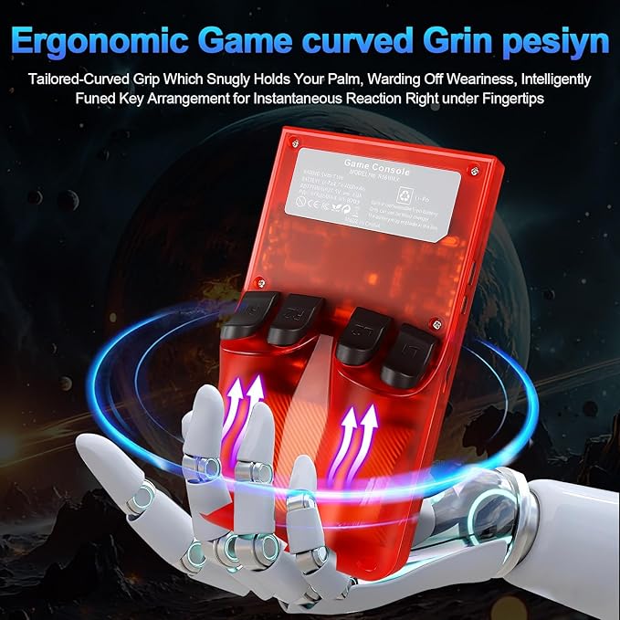 DVJQSN R36MAX Retro Handheld Game Console, 4.0 Inch Screen, 64GB, 18000+ Games, Linux System, 4000mAh Battery (Red Transparency, 128, GB)