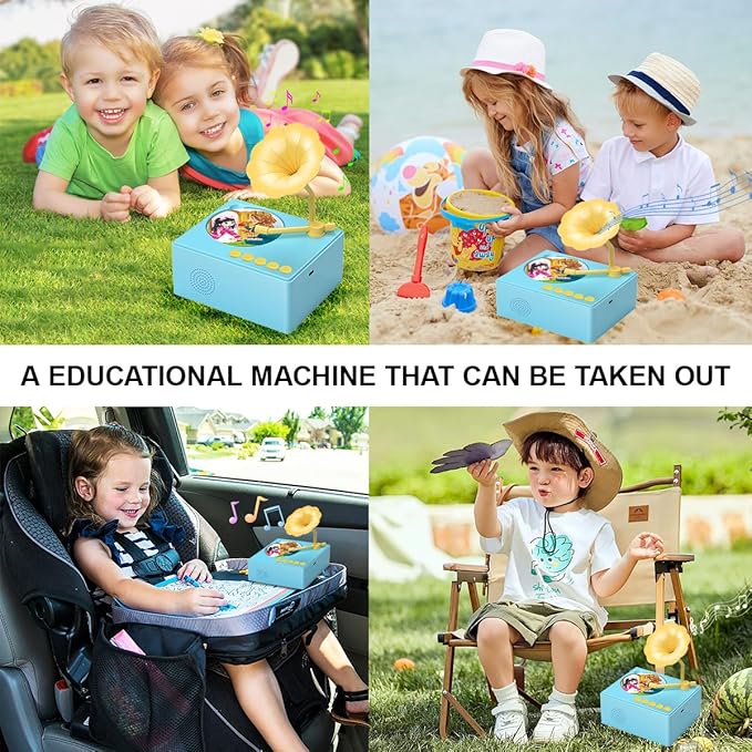 Toddlers Story Musical Player Toys - Kids Phonograph Storytelling Recorder with 96 Songs Stories Music Cards - Children's Educational Learning Birthday Xmas Gift for Boys Outdoor Indoor