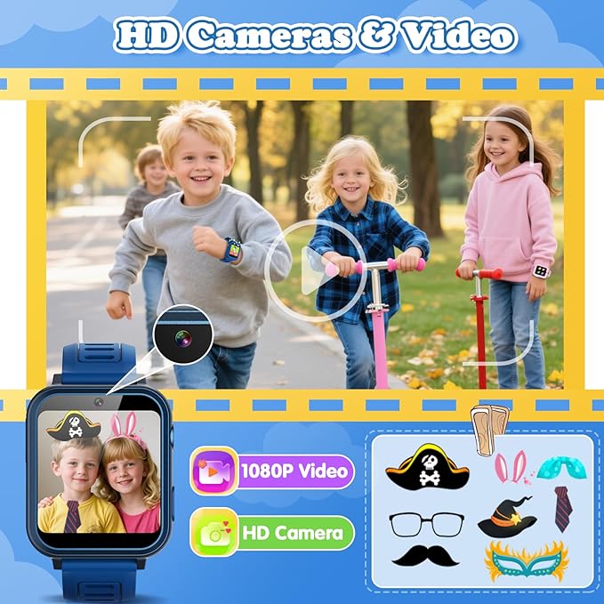 Kids Smart Watch Boys Gift Age 3-12 with 39 Games Alarm Clock Camera Video Music Player Pedometer Flashlight 12/24 hr HD Touch Screen Kids Watch Birthday Boys Gift Toys for 4 5 6 7 8 9 10 Years Olds