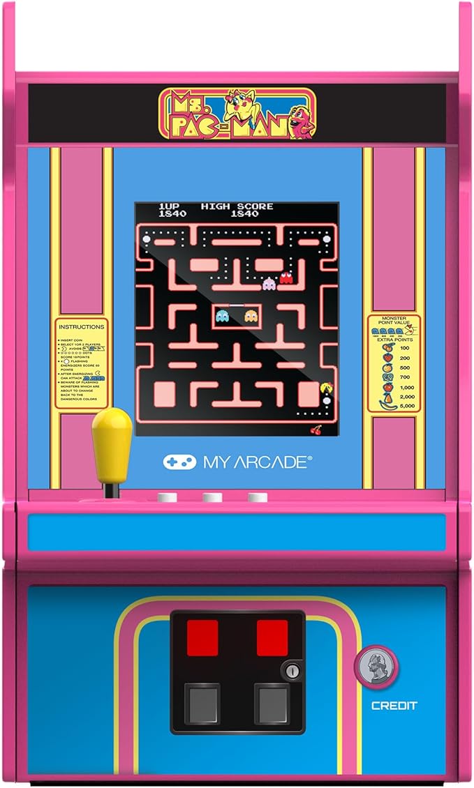 My Arcade Ms. Pac-Man Micro Player Pro: Classic Arcades 6.75" Screen, Retro Gaming, Video Game Collectibles