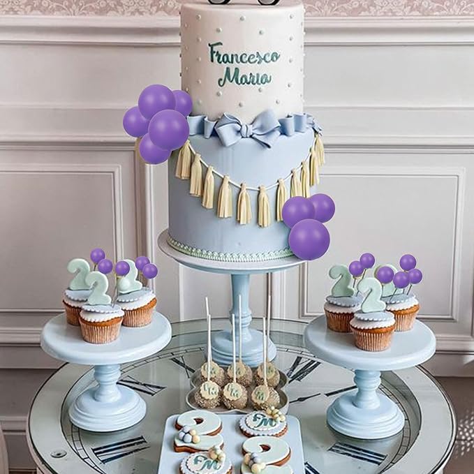 Gyufise 30Pcs Balls Cake Toppers Ball Cake Picks Foam Ball Shaped Cupcake Toppers Mini Balloons Baby Shower Cake Decorations for Wedding Enaggement Bridal Shower Birthday Party Supplies Purple