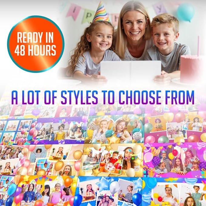 Unique Birthday Video Card for Kids – Personalized with Photos – Playable Slideshow Greeting – 7” LCD, 256MB Memory, Rechargeable Battery, Gift Ready Packaging