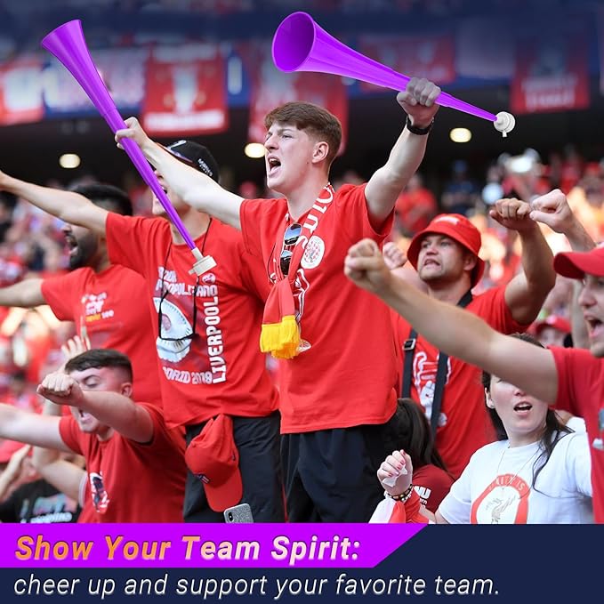 Collapsible Stadium Horn 24 Inch Vuvuzela Plastic Trumpet Blow Horns Noisemakers Loud Sound Soccer Cheer Horn for Sporting Events Graduation Games School Party Supplies Favors Accessories