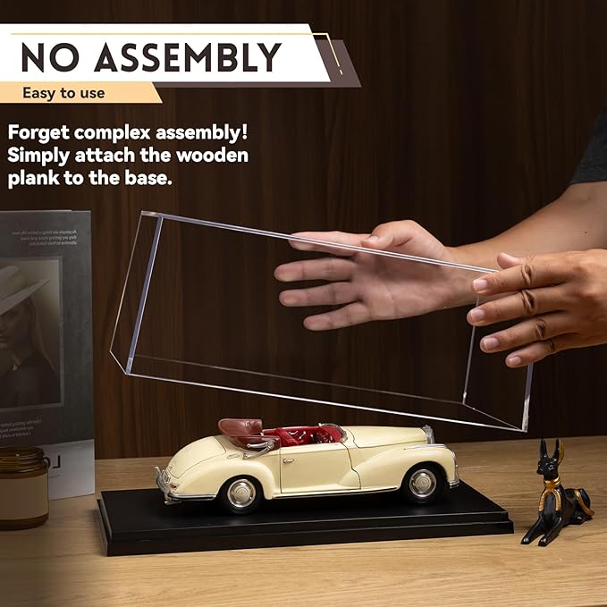 1:18 No Assembly Diecast Display Case with Plastic Base - Acrylic Model Car Display Boxes - Dustproof Showcase for Collectibles Memorabilia (1, 1:18)