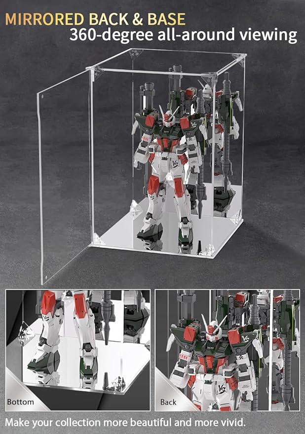 Clear Acrylic Display Case with Mirrored Back and Base, UV Protected Acrylic Box with Magnetic Door, Dustproof Display Box Showcase for Collectibles, Figures, Models, Toys (8x8x12inch)