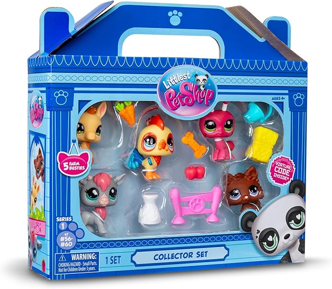 Littlest Pet Shop Farm Besties Collector Set - Gen 7 Bobble Head Pets #56-60, Imagination Toy for Kids 4+