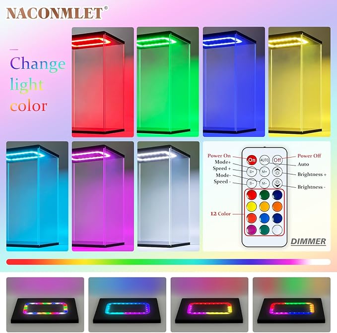 Acrylic Display Case with Color Led Light for Lego 76191/76223-Thickened Clear Display Case for Collectibles Showcase Organizer Box for Action Figures