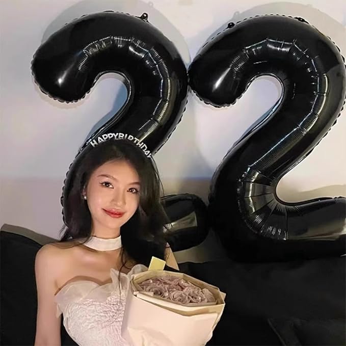 40 Inch Black Number 22 Digital Balloon,Jumbo Mylar Foil Helium Balloon for 22 Balloons for Birthday Party,Wedding Anniversary Party Decorations