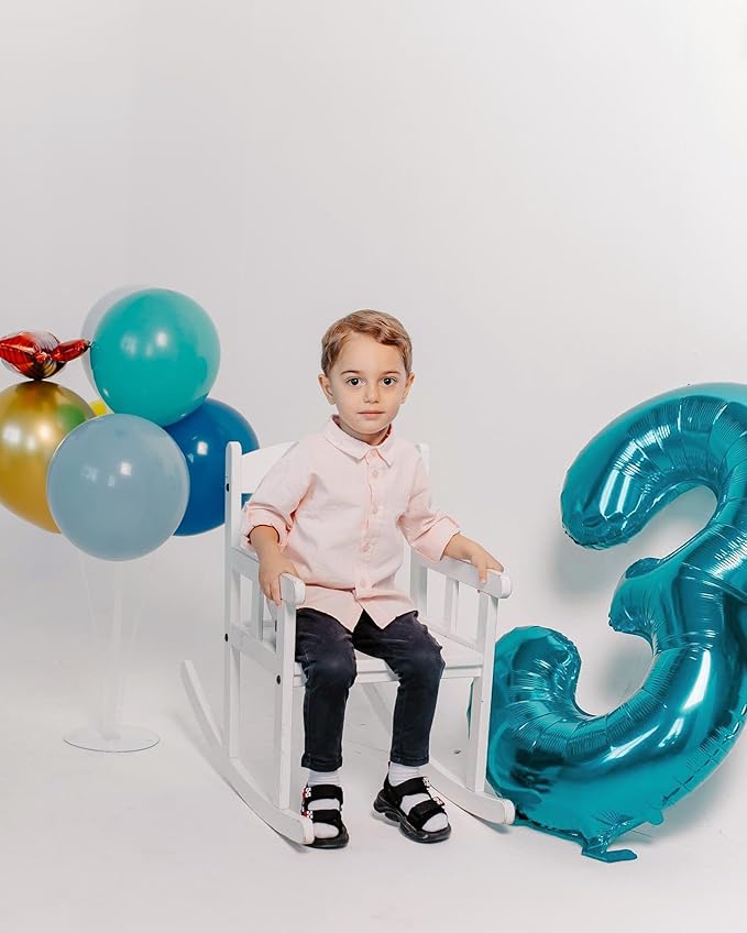 3 Balloon, Blue Number Balloons 40 Inch, 3rd Birthday Decorations for Kids Girls Boys, Men Women Blue Party Supplies for Party Decorations, Number 3 Balloon