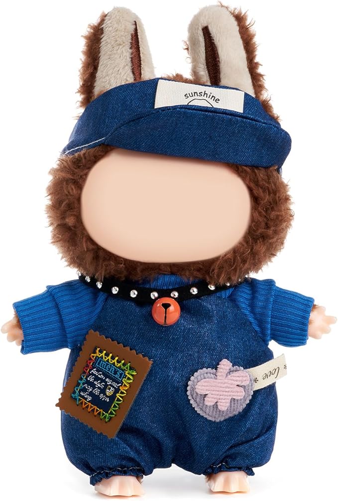 Clothes for 15/17cm Doll (No Doll), Fashion Outfit Set - Hat + Jumpsuit, Cute Dress Up Accessories (Cool Boy)