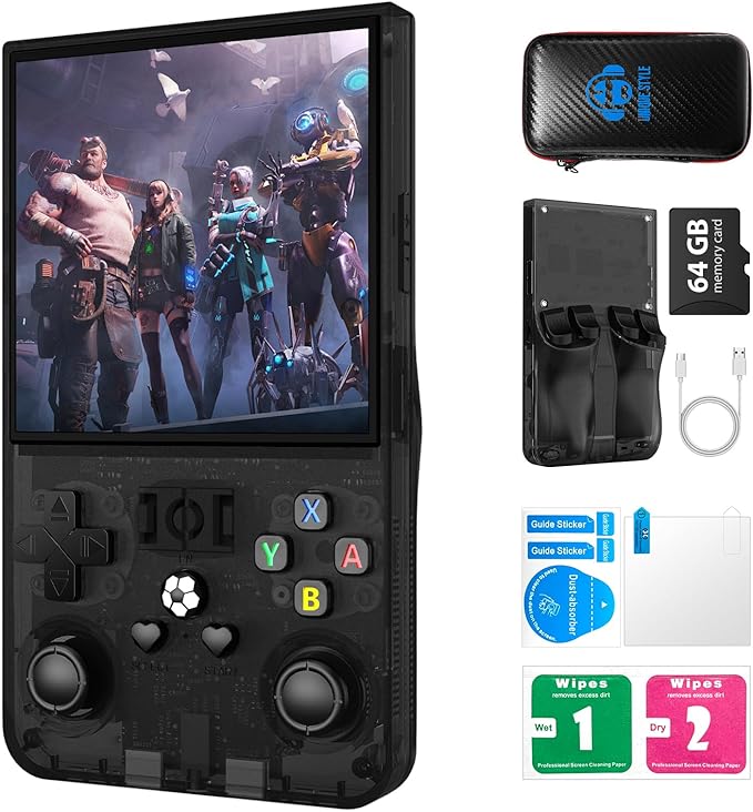 R36MAX Retro Handheld Games Console, Retro Gaming Console with Open Source Linux System, Built-in 18,000+ Classic Game, Video Game Consoles with 4.0 inch IPS HD Screen, 4000mAh Battery (Black 60GB)
