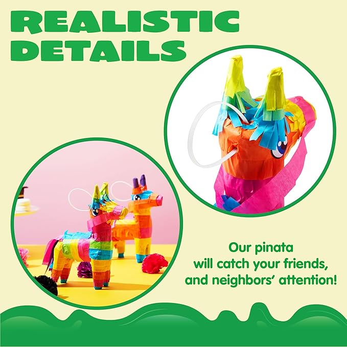 3 pcs Mini Donkey Pinatas 7"x5.5" Cinco De Mayo Rainbow Color for Fun Fiesta Taco Party Supplies, Luau Event Photo Props, Mexican Theme Decoration, Carnivals Festivals, Taco Tuesday Event