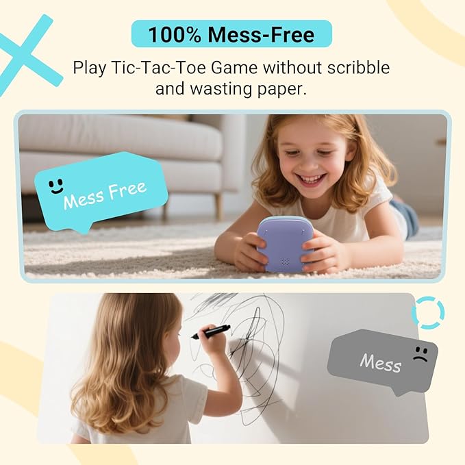 Electronic Tic Tac Toe Game Portable Travel Games for Car Ride, Educational and Memory Growth Toys Gift Idea for Kids and Adults , Top-Blue + Bottom-Purple