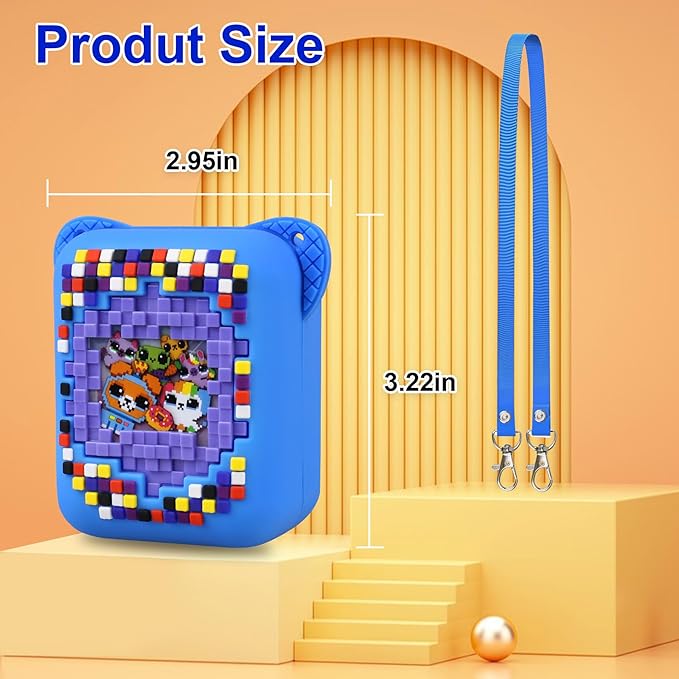 RAIALL Silicone Cover Case for Bitzee Interactive Toy Digital Pet, Kids Protective Virtual Electronic Pet Game Lanyard Silicone Holder for Boys and Girls, Portable Travel Soft Silicone Sleeve, Blue